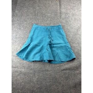 Athleta 100% Linen Blue Daydream Tennis Mini Skirt w/ Drawstring Women's Size 2
